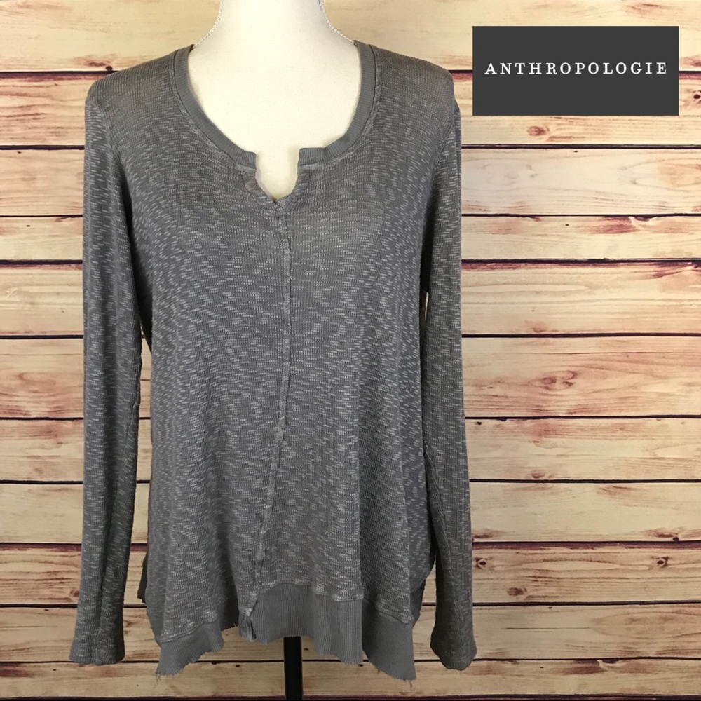 Left of Center for Anthro Distressed Henley Tee